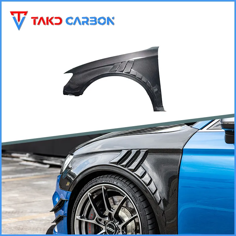 TAKD Carbon Car Parachoques Desarrollo DE DATOS Material de fibra de carbono seco Guardabarros de rueda para AUDI A3 S3 RS3