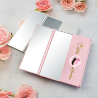 Miroir de maquillage pliable en plastique CF Wholesale Private logo Princess, rectangulaire, à trois volets, avec support