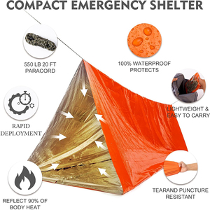 <span class=keywords><strong>Tente</strong></span> <span class=keywords><strong>de</strong></span> survie d'urgence en mylar thermique en feuille d'aluminium PE imperméable pour 2 personnes - Product Image 2