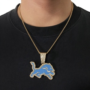 <span class=keywords><strong>Collana</strong></span> con <span class=keywords><strong>Ciondolo</strong></span> Personalizzato dei Detroit Blue Lions, Charm in Lega per Uomo, Ideale per Feste - Product Image 2