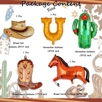 Set de Globos de Mylar con Forma de Caballero Vaquero del Oeste, Botas, Sombrero y Caballo para Fiestas Temáticas