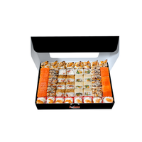 Boîte d'emballage en papier de luxe personnalisée pour sushi gâteau à emporter à emporter boîte d'emballage magnétique en papier pour sushi feuilleté crêpes avec inserts et D