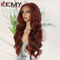 KEMY HAIR Perruques Lace Front Auburn Cuivre Roux Châtain Ondulées Synthétiques de Haute Qualité sans Colle pour Femmes Noires