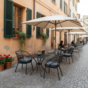 Gezellige Bistroset voor de Tuin, Geweven Touw, 3-delig Tuinmeubilair voor Ochtendkoffie, Op Maat Gemaakt Geweven Stoel met Tafelset - Product Image 3