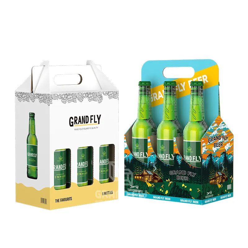 Carton de support de caisse de bière personnalisé Lot de 4 6 boîtes d'emballage pour porte-bouteilles de bière pour bouteilles de bière