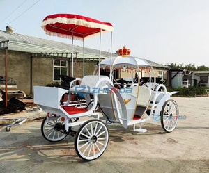 Luxurious Horse Carriage Red Seat for Six People 4 <b>Wheels</b> Luxury Wedding Carriage White Pumpkin Carriage - Product Image 4