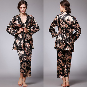 Abito di lusso in raso di seta accappatoio <span class=keywords><strong>da</strong></span> uomo <span class=keywords><strong>camicia</strong></span> <span class=keywords><strong>da</strong></span> <span class=keywords><strong>notte</strong></span> maschile Kimono <span class=keywords><strong>vestaglia</strong></span> accappatoio donna pigiami coppia - Product Image 6