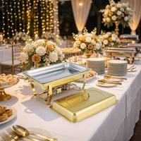 Hochwertiges 9L Edelstahl Chafing Dish Buffet-Set mit Brennstoffbehälter, goldener, bodenstehender Speisenwärmer für Restaurant- und Hotelservice