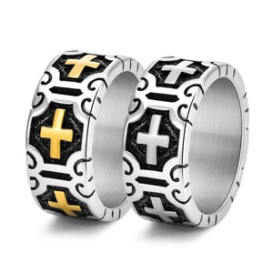 Anillos <span class=keywords><strong>de</strong></span> Cruz Latina Retro <span class=keywords><strong>de</strong></span> Acero Inoxidable Símbolo Cristiano Crux Ordinaria Jesucristo Crucificado Anillos <span class=keywords><strong>de</strong></span> Banda - Product Image 1