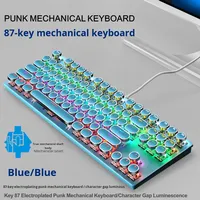 Keyboard Mekanik Gaming Cracked K550 Punk 87-Key RGB Backlit USB Wired Blue Switch untuk Desktop