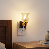 Veilleuses à intensité variable LOHAS, décoration de vanité, capteur crépusculaire, veilleuse LED vintage en verre en forme de fleur pour chambre et couloir