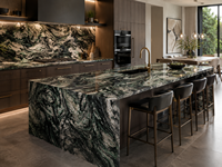 Dalle de granit vert Lapponia poli pour revêtements muraux de luxe, comptoirs et projets d'aménagement intérieur d'hôtels