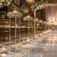 Soporte de Flores Acrílico Transparente en Forma de Cilindro, Alto, de Cuatro Postes, Centro de Mesa para Bodas, Florero de Piso, Exhibidor para Eventos, Venta al Por Mayor