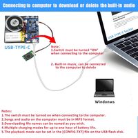 Módulo de 16MB Cable tipo C Grabación fácil 16 minutos Saludos personalizados Botón azul Altavoz de sonido activado para bricolaje