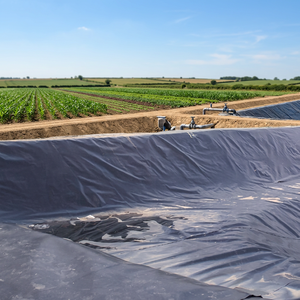 แผ่นกันซึม HDPE Geomembrane สำหรับบ่อเลี้ยงสัตว์น้ำ มาตรฐาน ASTM GRI GM13 สำหรับโครงการเพาะเลี้ยงสัตว์น้ำ บ่อเก็บน้ำ และโครงการชลประทาน - Product Image 1