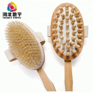 Cepillo corporal de baño de madera de forma ovalada al por mayor de alta calidad, depurador Exfoliante para piel seca, piernas, Material de cerdas de bambú para la cara - Product Image 5