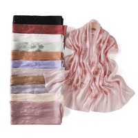 Hijab en mousseline scintillante orné de strass et de motifs floraux, doux et élégant, foulard musulman respirant, long châle pour mariage et fête de l'Aïd