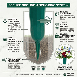 Custom Plastic Grave <strong>Vase</strong> with Ground Spike Stackable Funeral <strong>Memorial</strong> <strong>Vase</strong> Outdoor UV Resistant Spiked <strong>Vase</strong> - Product Image 3