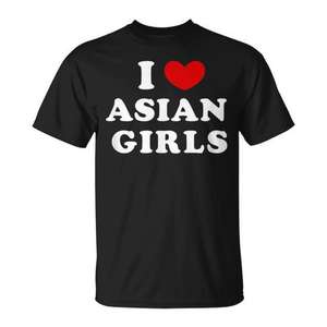 Camiseta I Heart Asian Girls, camiseta promocional unisex negra - Product Image 1