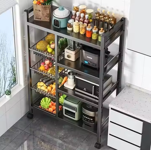 Scaffali da <span class=keywords><strong>Cucina</strong></span> Moderni in Acciaio al Carbonio Non Pieghevoli, Organizzatore per Frutta e Verdura a Prezzo di Fabbrica - Product Image 3