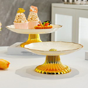Plateau à fruits de style minimaliste avec incrustations dorées, plateau de présentation haut de gamme pour la maison, le salon, la table basse, plateau à collations - Product Image 4
