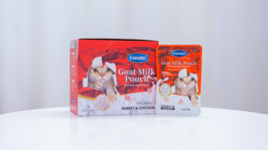 อาหารเปียกสำหรับสัตว์เลี้ยงยี่ห้อ FAENBEI บรรจุ 12 ซอง/กล่อง โปรตีนสูง แพ้ง่ายน้อย อาหารว่างสำหรับสัตว์เลี้ยง ชิ้นเนื้อสัตว์ นมแพะ สำหรับลูกแมว - Product Image 5