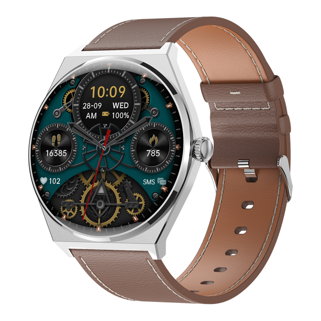 Classical Leather Unisex Smart Watch Ultrathin Premium AMOLED Display for 5.3 Sleep Tracker IP67 Health Monitoring Email