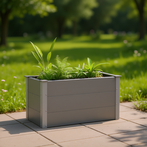 Bac à plantes surélevé en composite bois-plastique gris, design moderne, pour extérieur - Product Image 2