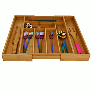Organizzatore di posate espandibile per cassetti in legno di bambù personalizzato - Product Image 3