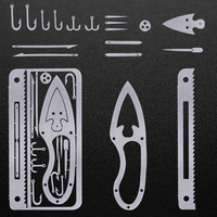 Kit de survie extérieur multifonctionnel avec carte-outil et hameçons de pêche en acier inoxydable gravés chimiquement sur mesure, gravure métallique de précision sans bavures