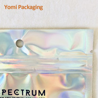 Clear Front Vochtbestendige Voedselopslag Holografische Pe Mylar Hersluitbare Ziplock Tassen Met Custom Logo
