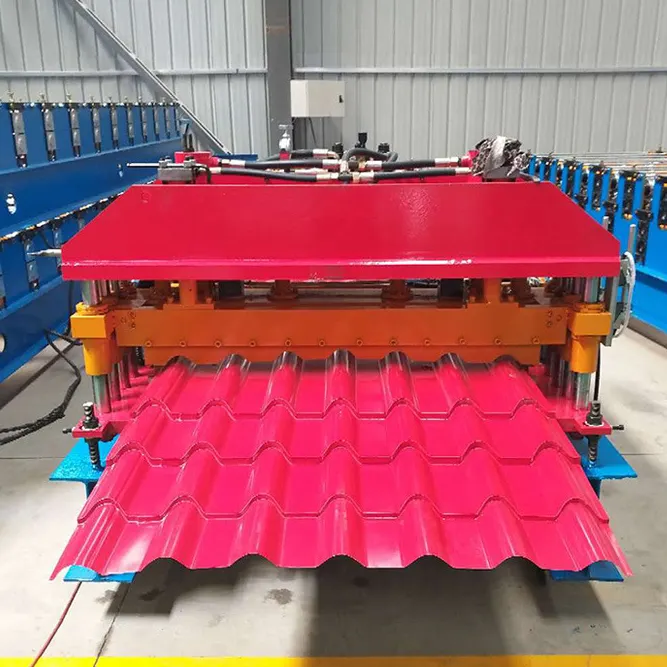 Lembar Atap Otomatis Penuh Glazed Tile Roll Forming Machine Glazed Roof Tile Making Machine