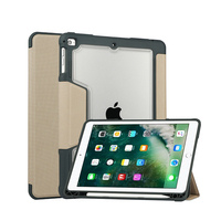 Étui de protection en cuir PU à trois volets pour iPad 10,9 pouces Air4/Air5, coque arrière en acrylique transparente résistante aux chocs avec boucle magnétique