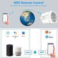 Prise d'alimentation Wifi intelligente 16A EU avec moniteur d'alimentation Prise sans fil Wifi pour maison intelligente Fonctionne avec l'application Alexa Google Home Tuya