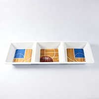 Assiette en mélamine à thème basketball, 3 compartiments, plateau de service alimentaire réutilisable pour fête sportive