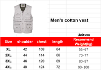 Gilet de pêcheur multi-poches 100% coton pour hommes Gilet pour escalade pêche randonnée journaliste photographie Camping Gilet