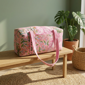 Personalized Custom Made for Floral Duffel Bags Logo Cotton Durable Lightweight Large Capacity Weekender Multifunction Travel - Product Image 3