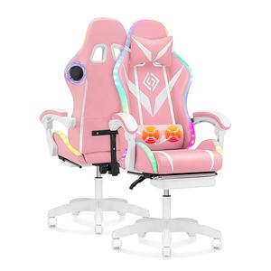 Brésil Sill Gamer Pro Rgb Rose Cuir Pvc LED Rgb Lumières Haut-Parleur Dos Haut <span class=keywords><strong>Musique</strong></span> Jeu Vidéo Chaise de Jeu <span class=keywords><strong>avec</strong></span> Support Lombaire - Product Image 2