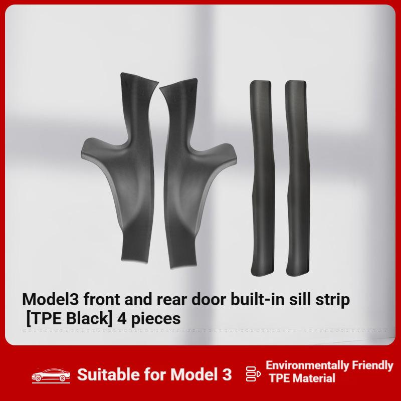 Ensemble de 4 seuils de porte intégrés avant et arrière M3 21-23, TPE noir