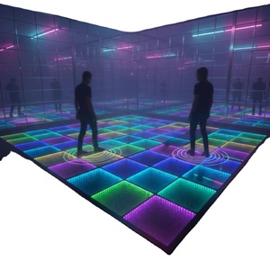 Sol interactif en acier inoxydable avec lumières LED en grille créant un effet laser dansant ressemblant à de la lave - Product Image 1