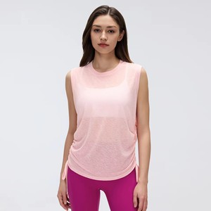 Débardeur de yoga <span class=keywords><strong>sans</strong></span> manches à séchage rapide pour femme, en fil slub léger, coupe ample, idéal pour la course et le fitness estival - Product Image 2