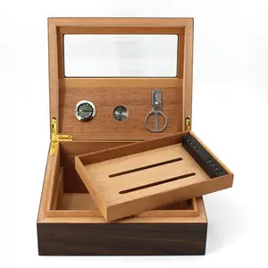 Benutzer definierte Luxus-Zigarren schachtel Spanische Zeder Holz schrank Humidor Box Mit Tablett Humidor Zigarre