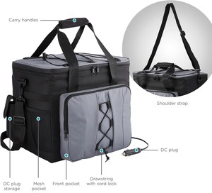 Sac isotherme |   Glacière de voyage thermoélectrique souple de 18 L avec bandoulière et prise DC 12 V pour voiture, camion et camping-car - Product Image 3
