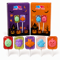 Halloween 3D gevulde lolly met transparante harde snoeppen omhulsel en zacht fruitvulling voor feestfavoren en seizoensgebeurtenissen