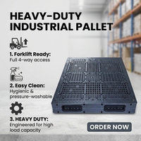 Palette Euro 4 voies double face en plastique pour entrepôt avec base à cadre et plateau ouvert pour la manutention logistique