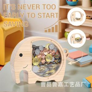 Wooden <b>Elephant</b> Piggy Bank Solid Wood Coin Storage Jar For Children Desktop Ornament <b>Gift</b> - Product Image 2