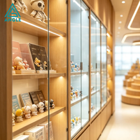 Comptoir de décoration moderne en bois avec éclairage LED, design sur mesure de luxe, solution tout-en-un pour magasin de blind boxes