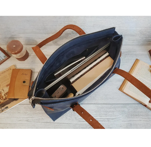 Handmade Leather Shoulder <b>Bag</b> for Women Large <b>Tote</b> <b>Teacher</b> Laptop <b>Bag</b> with Zipper Personalized Handbag Gift for Her - Product Image 5