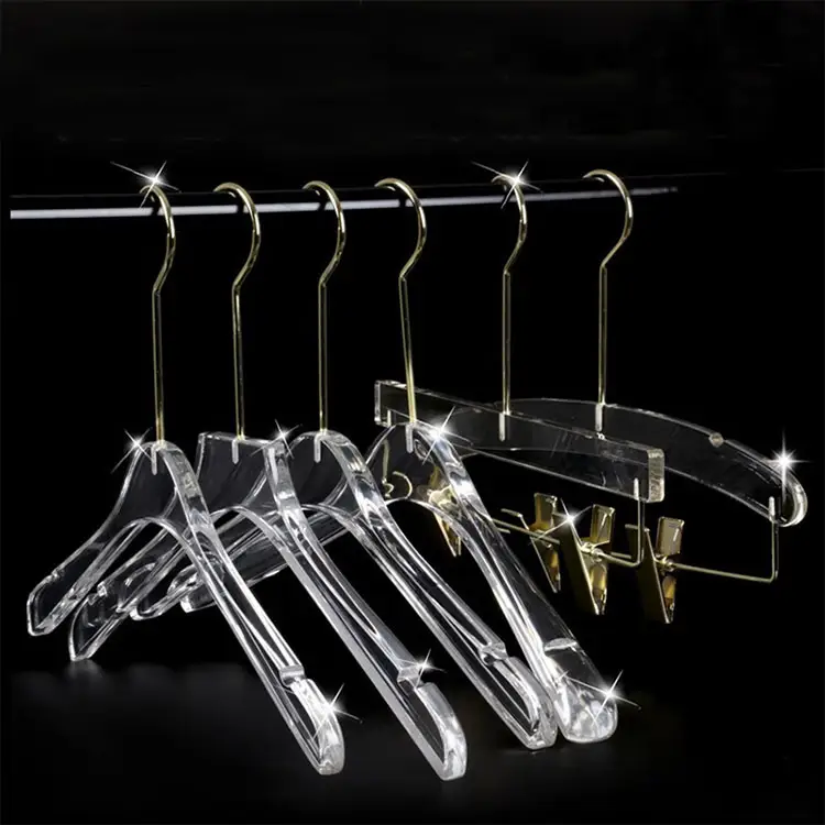 Customized Acrylic Transparent Crystal Hanger And Pants Clip With Traceless, Anti Slip Hanger And Anti Shoulder Corner