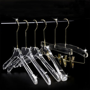 <span class=keywords><strong>Cintre</strong></span> en cristal Transparent acrylique personnalisé et pince à pantalon avec <span class=keywords><strong>cintre</strong></span> antidérapant sans trace et coin d'épaule - Product Image 1